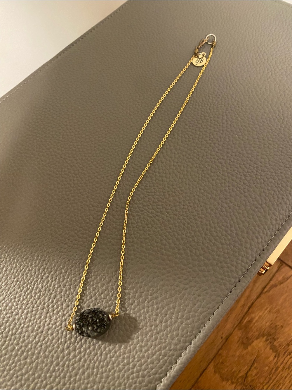 Bourbon and Bowties Gold Chain Necklace with Druzy Pendant